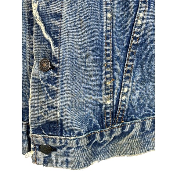 Vintage Levis Denim Trucker Jacket Blue Jean Distressed‎ Faded Mens - Picture 7 of 16